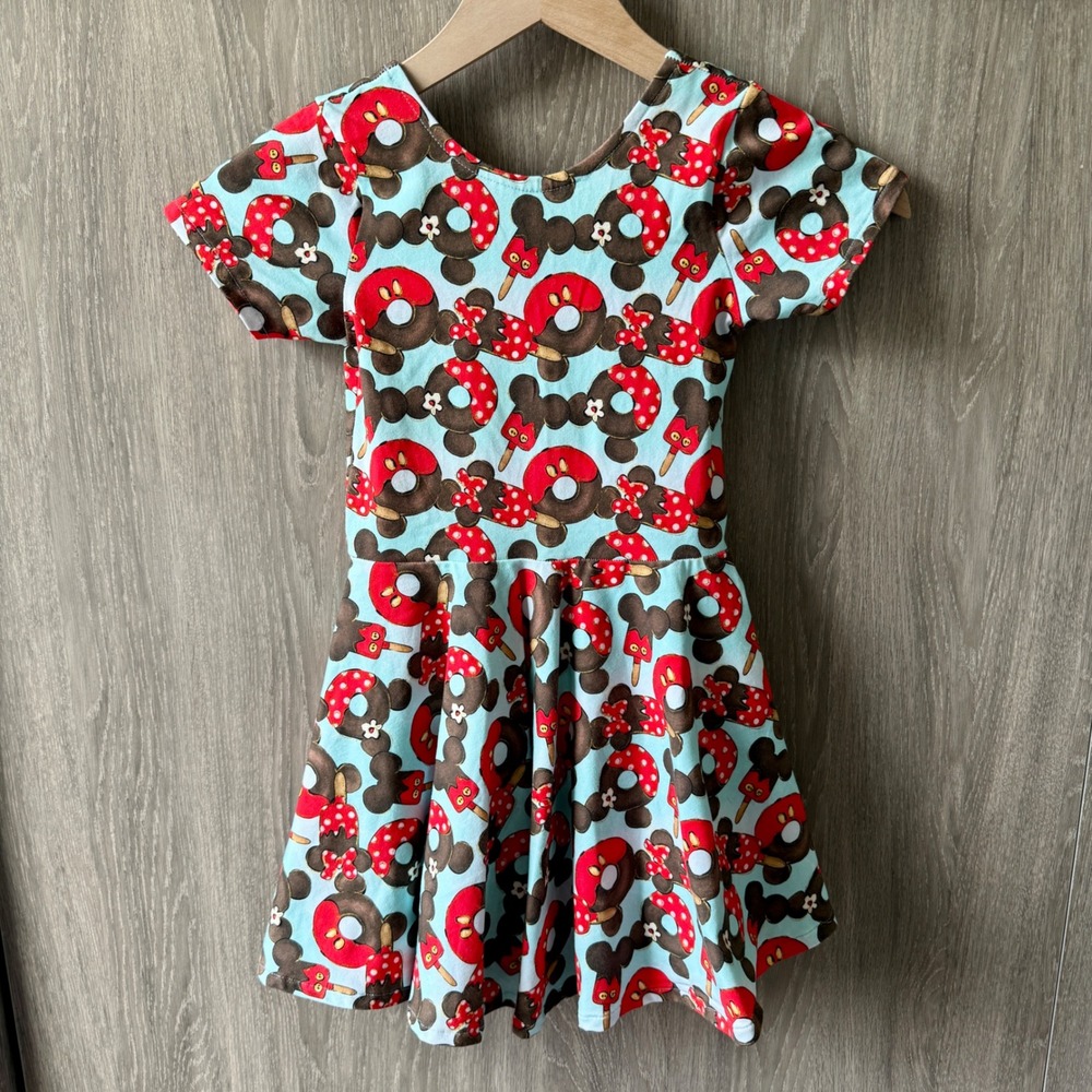 Handmade Mickey Mouse Donut Dress Girls‎ 5/6 Blue Treats Disneybound Skater